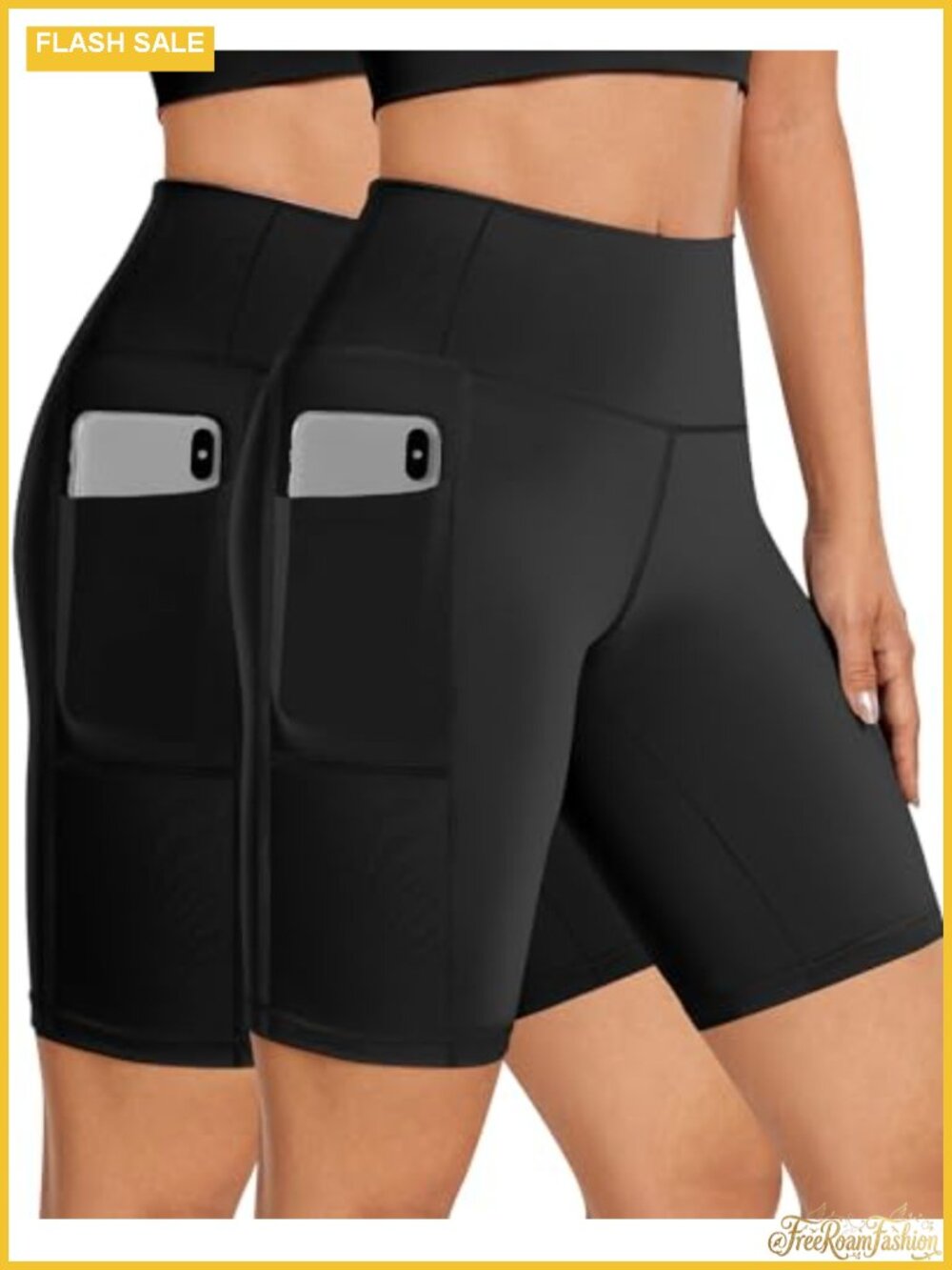 2 Pack High Waisted Biker Shorts Women 8" Tummy Control Compression with Side